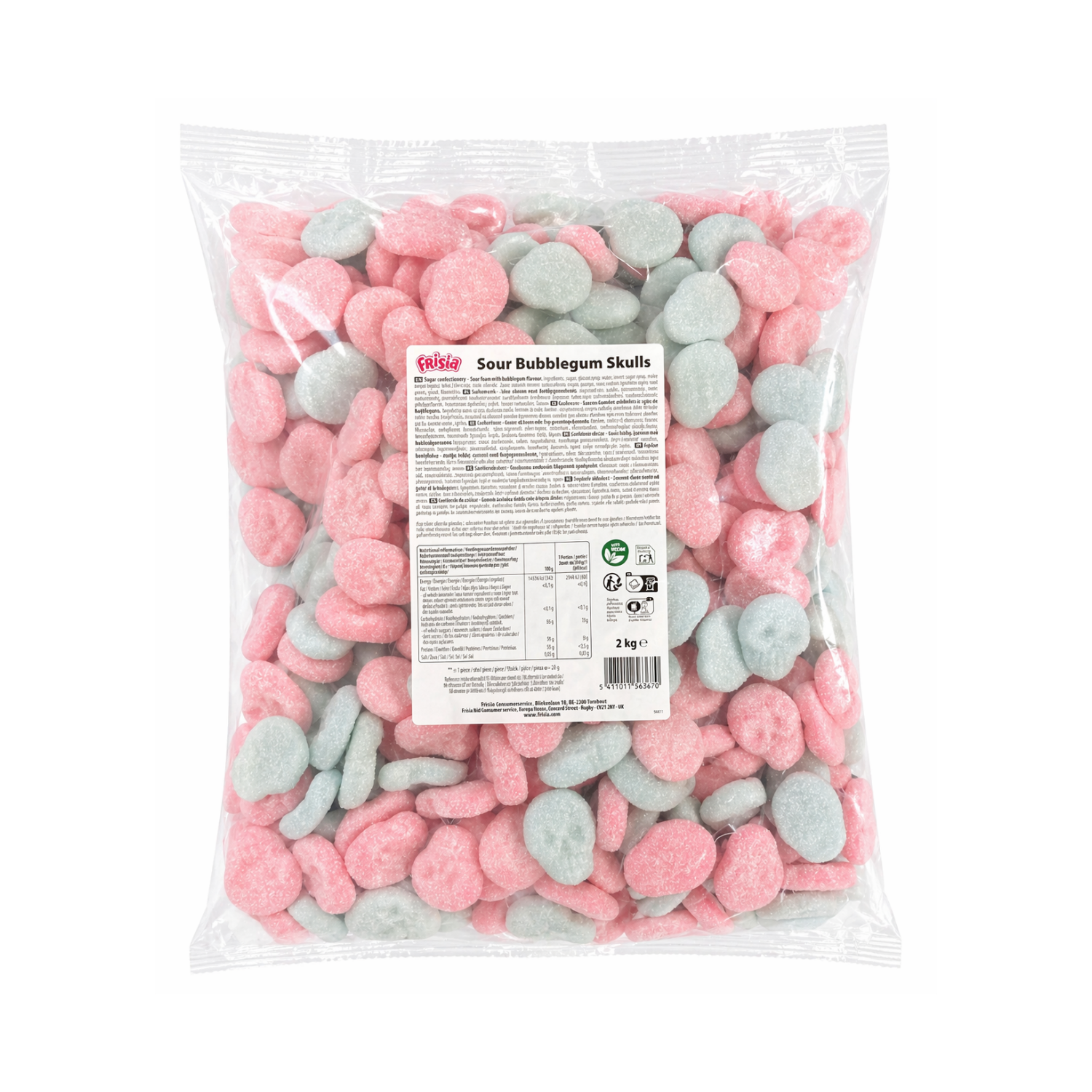 Frisia Sour Bubblegum Schädel Fruchtgummis Halal/Vegan 2 kg