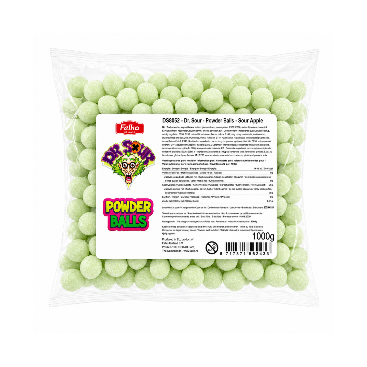 Dr. Sour Brausebälle Apfel 1 kg